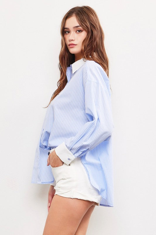 Cloud 9 Striped Collar Top