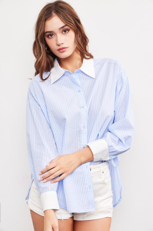 Cloud 9 Striped Collar Top