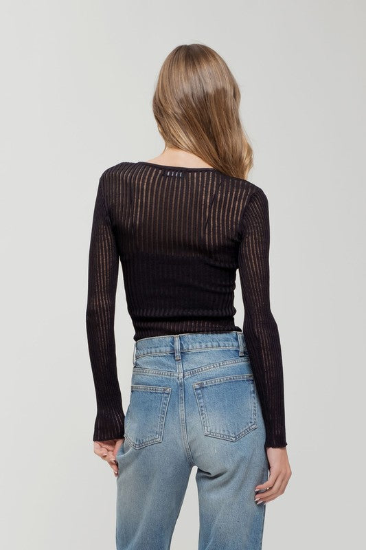 Monica Sheer Rib Knit Sweater