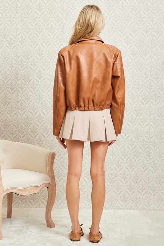 Daniella Chestnut Faux Leather Jacket