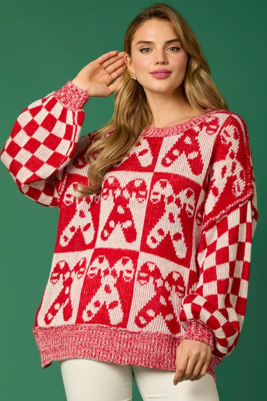 Candy Cane Oversized Sweater