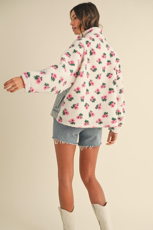 Carly Floral Shearling & Denim Jacket