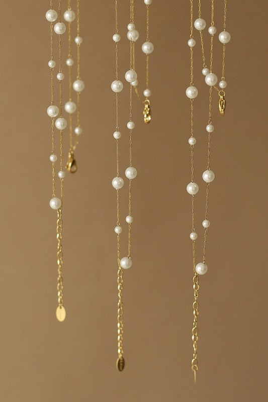 Layered Pearl Chain Necklace