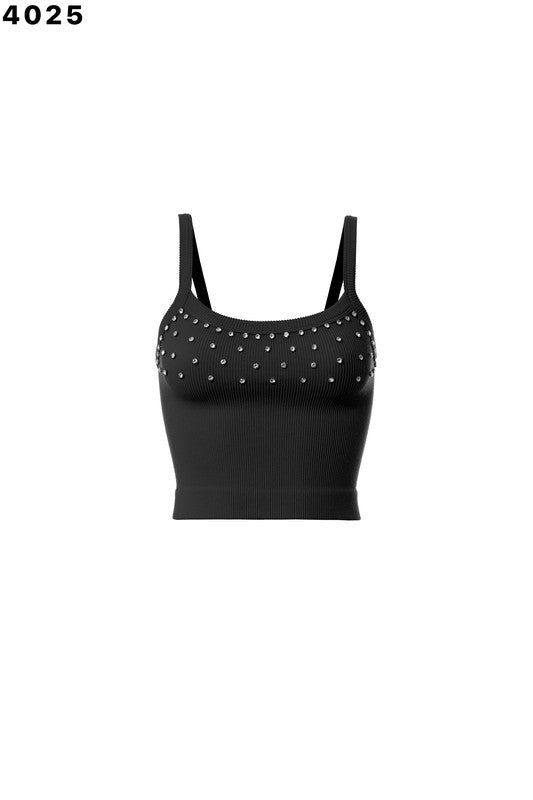 Ribbed Rhinestone Cami