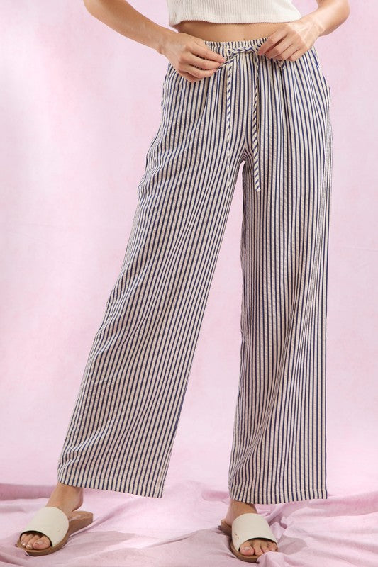 Navy Signature Stripe Easy Pants