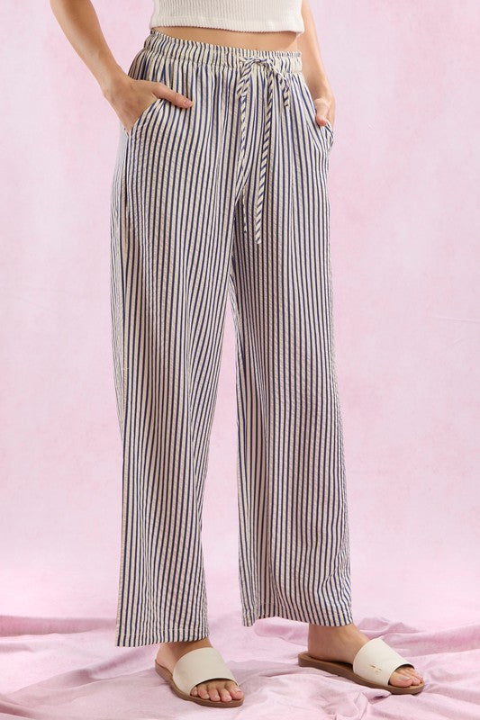 Navy Signature Stripe Easy Pants