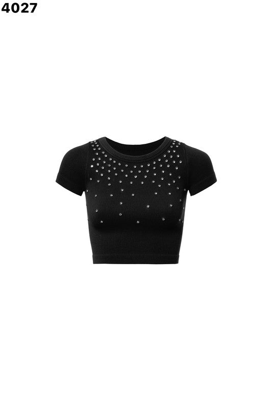 Rhinestone Short Sleeve Tees