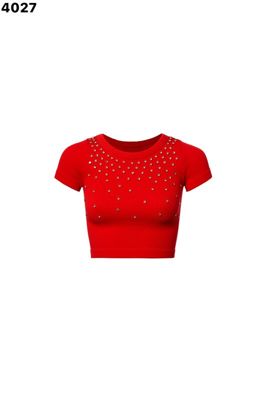 Rhinestone Short Sleeve Tees