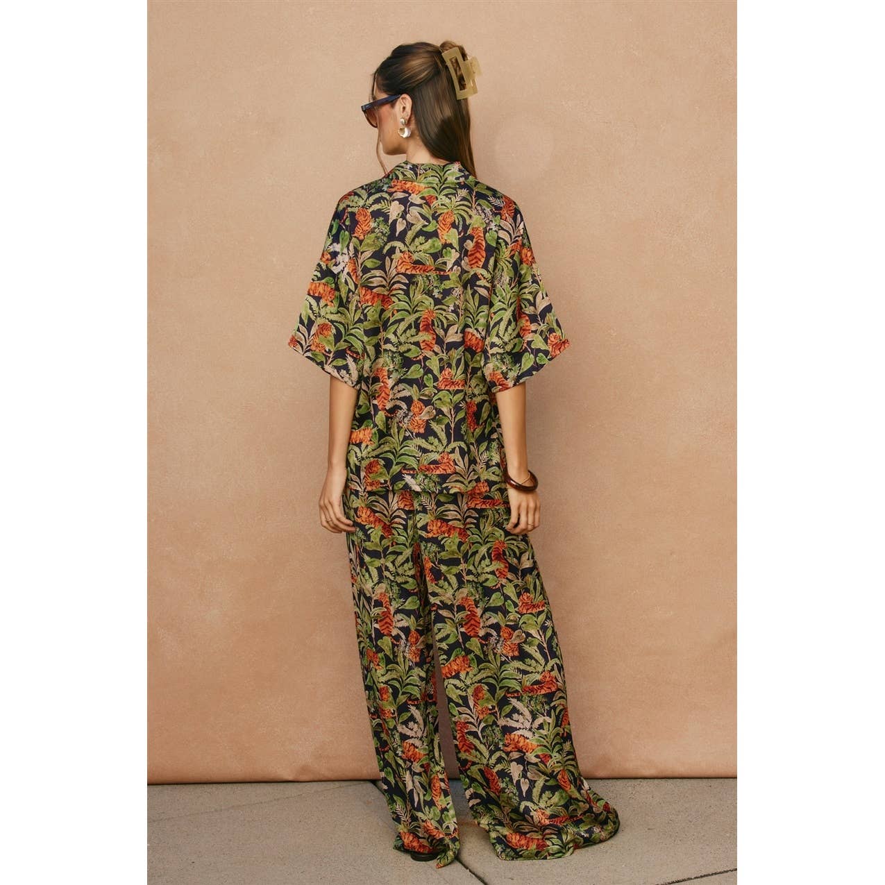 Palm Breeze Looped Belt Pants