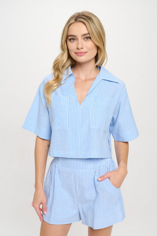Cerulean Stripe Top