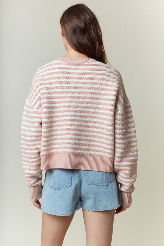 Pearly Perfect Stripped Crewneck Sweater