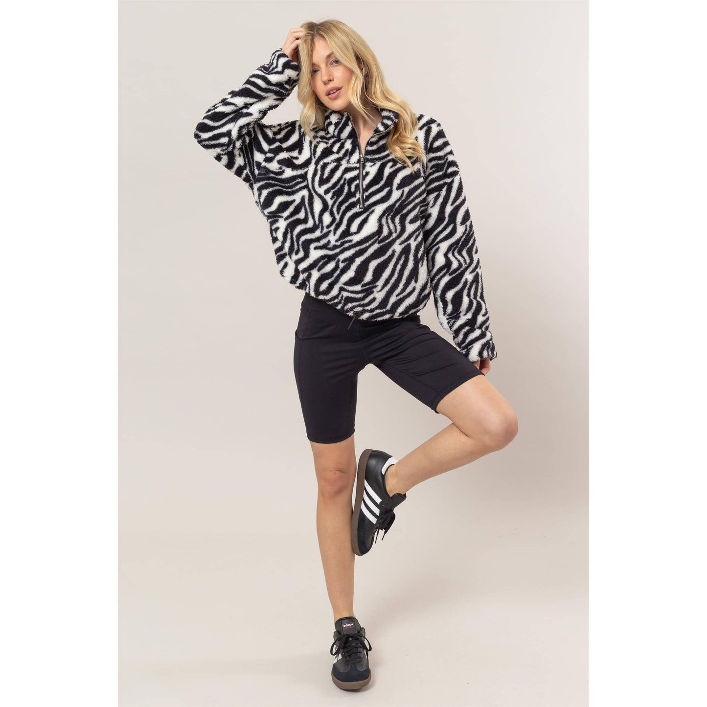 Zebra Sherpa Half-Zip Pullover