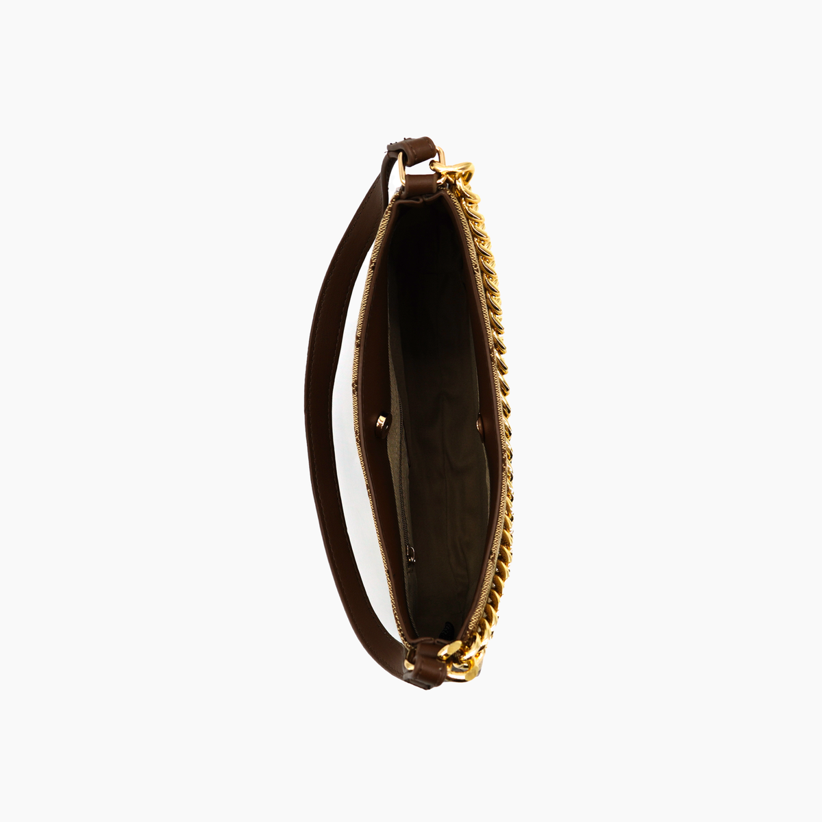 Vegan Leather Denim Mira Gold Chain Shoulder Bag