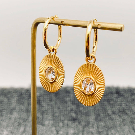 18K Gold Plated Oval Huggie Earrings
