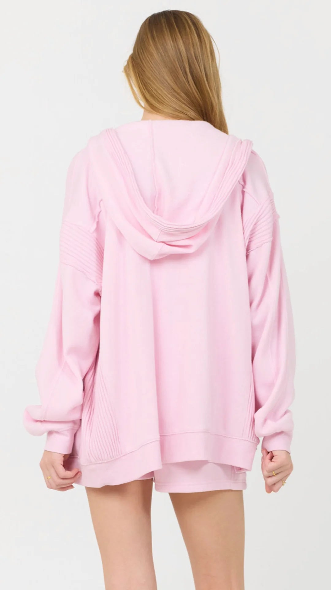 Sudadera con capucha y cremallera de cachemira rosa Paradise