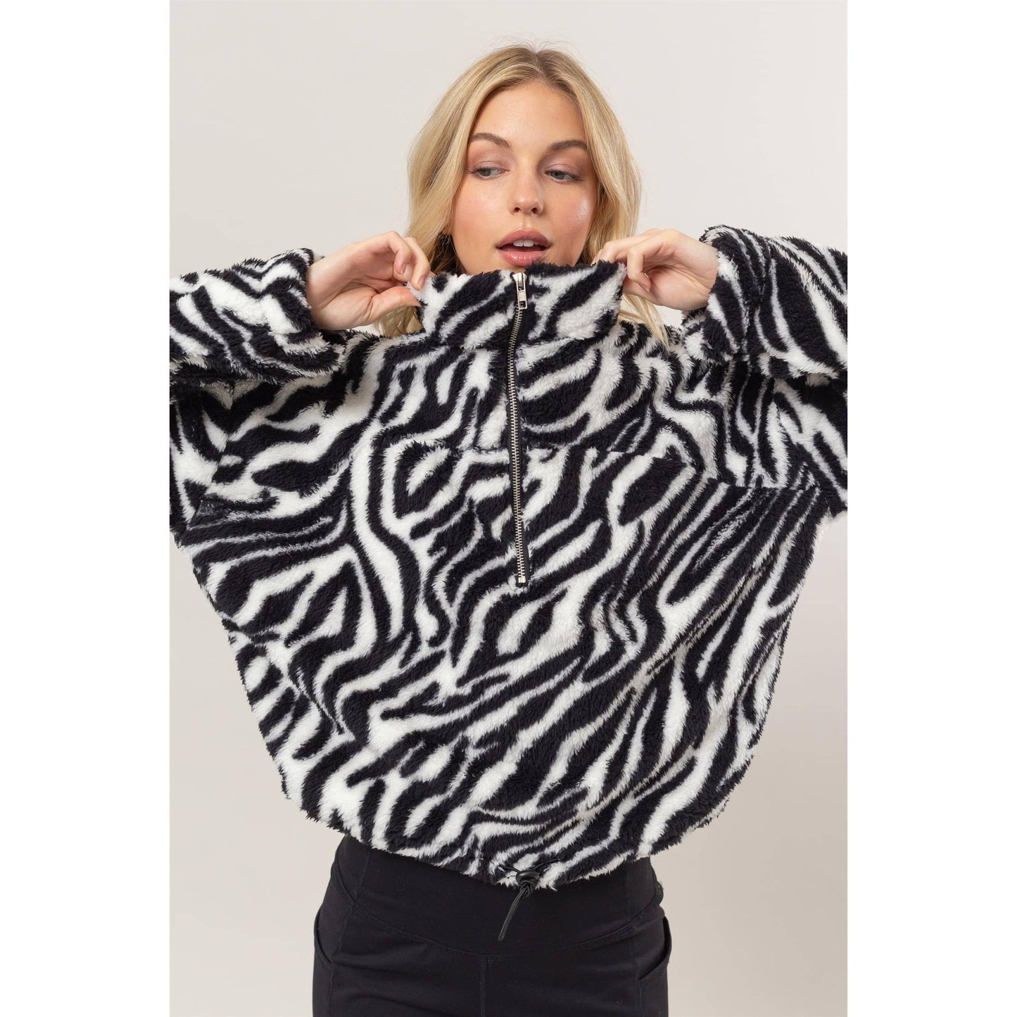 Zebra Sherpa Half-Zip Pullover