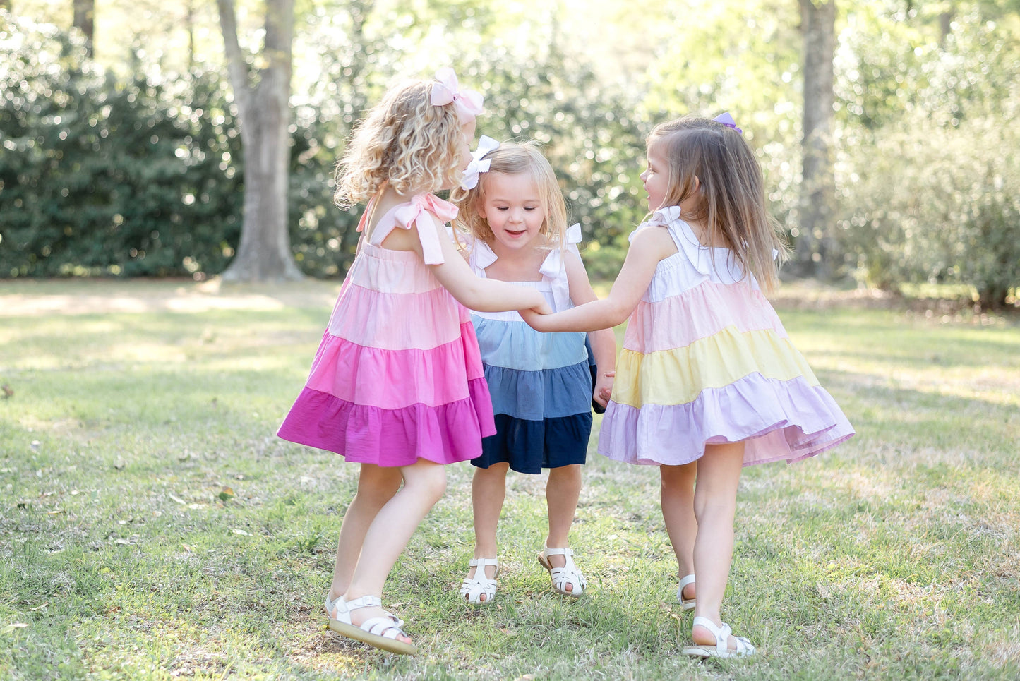 Pink & Pastel Yellow Big-Bow Ruffle Shift Dress