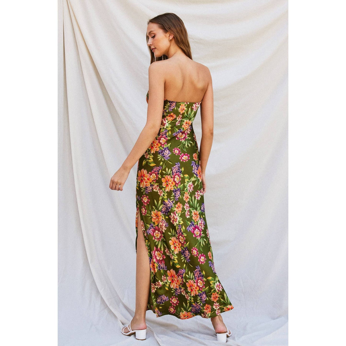 Garden Party Strapless Bias Cut Maxi Dress