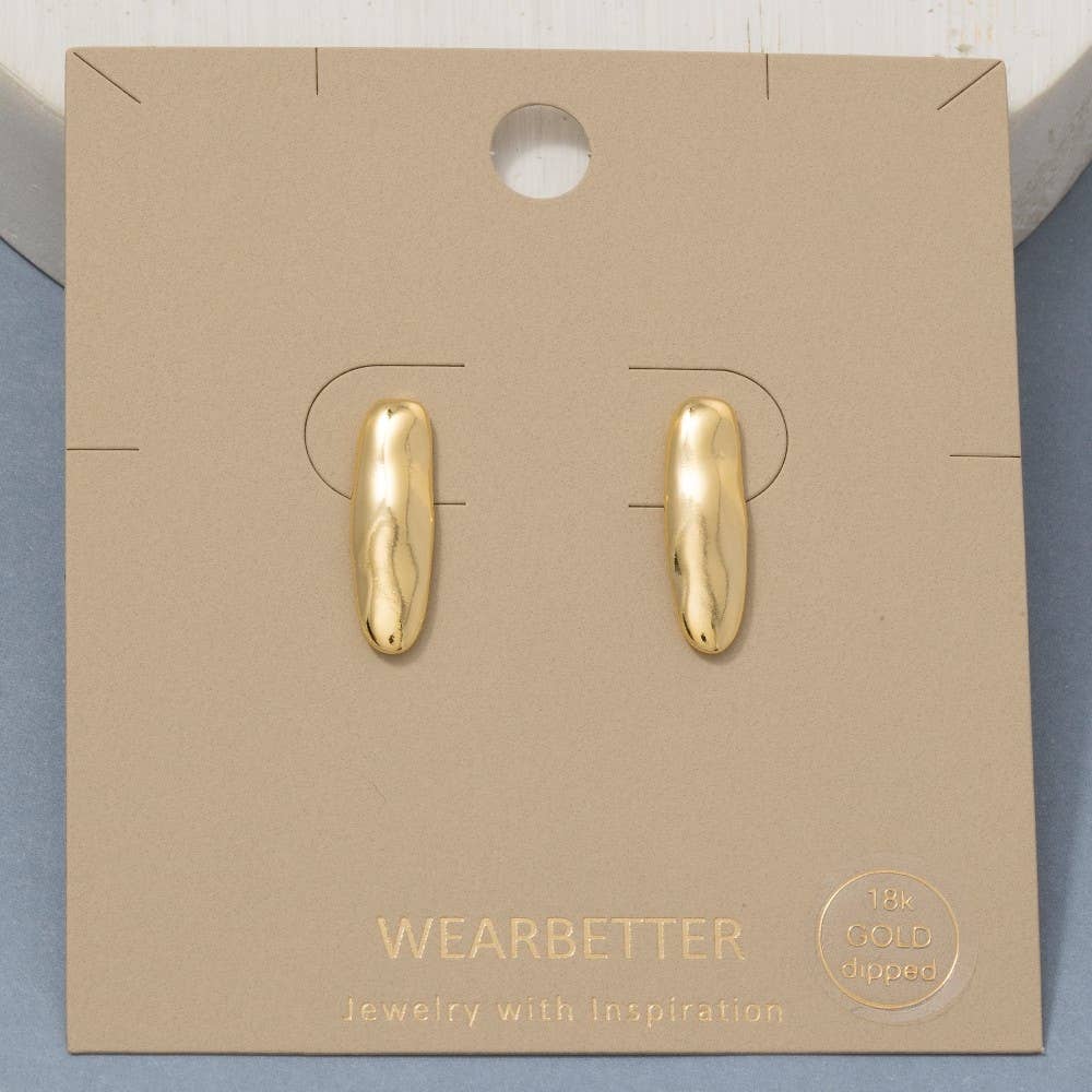 Gold Dipped Chunky Long Oval Earrings