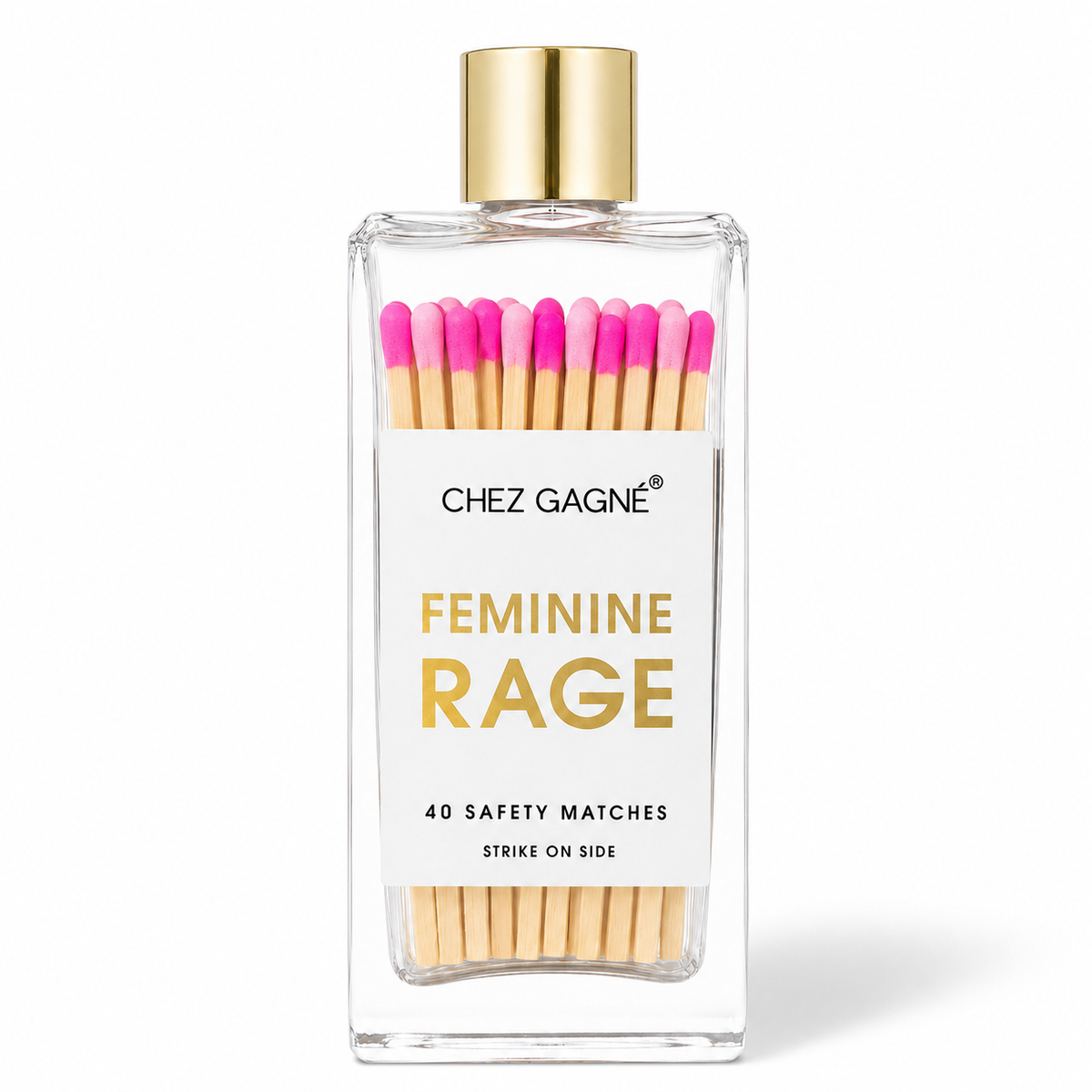 Feminine Rage - Glass Bottle Matches, Pink Multi, Funny Gift