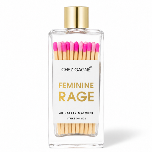 Feminine Rage - Glass Bottle Matches, Pink Multi, Funny Gift