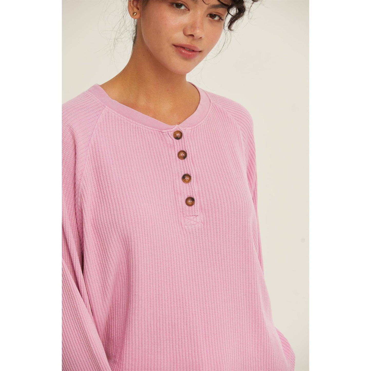 Henley Waffle Knit Top