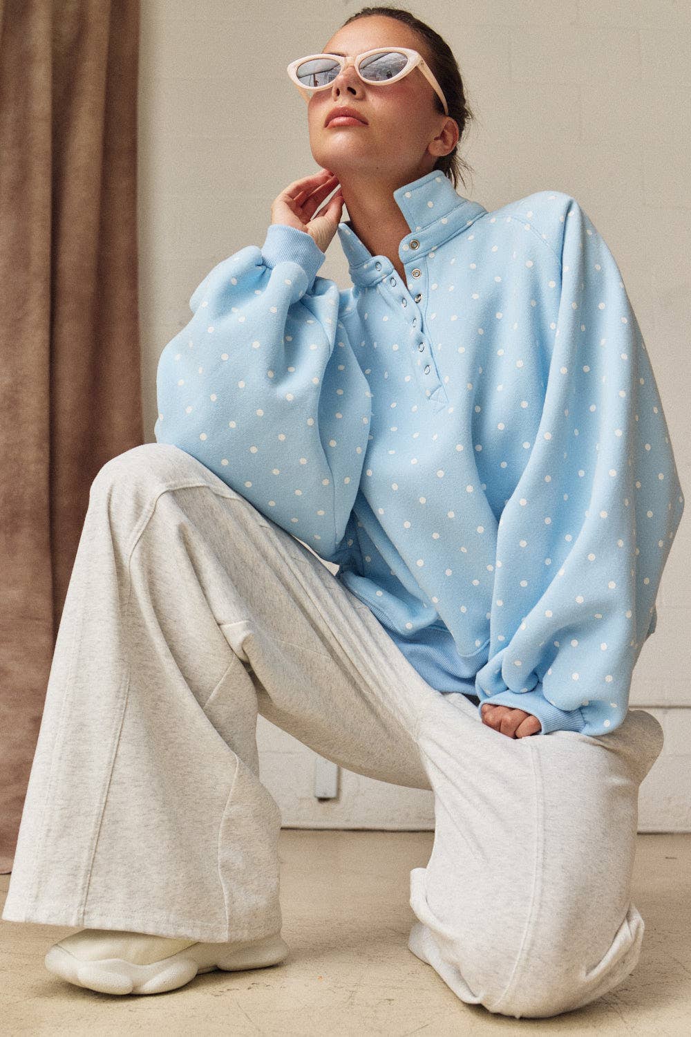 Piper Polka Dot Snap Button Pullover