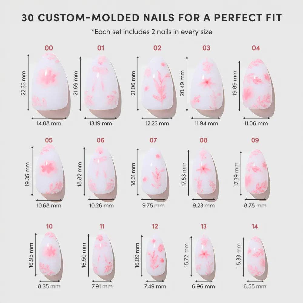 Glamnetic Fleur Amour Press-On Nails | Short Almond Pink Blossoms Love
