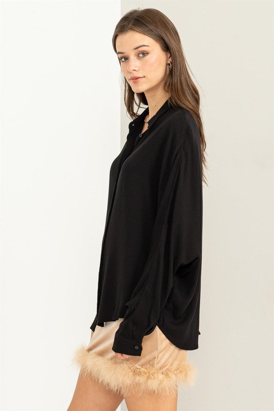 Black Always Chic & Simple Oversized Shirt