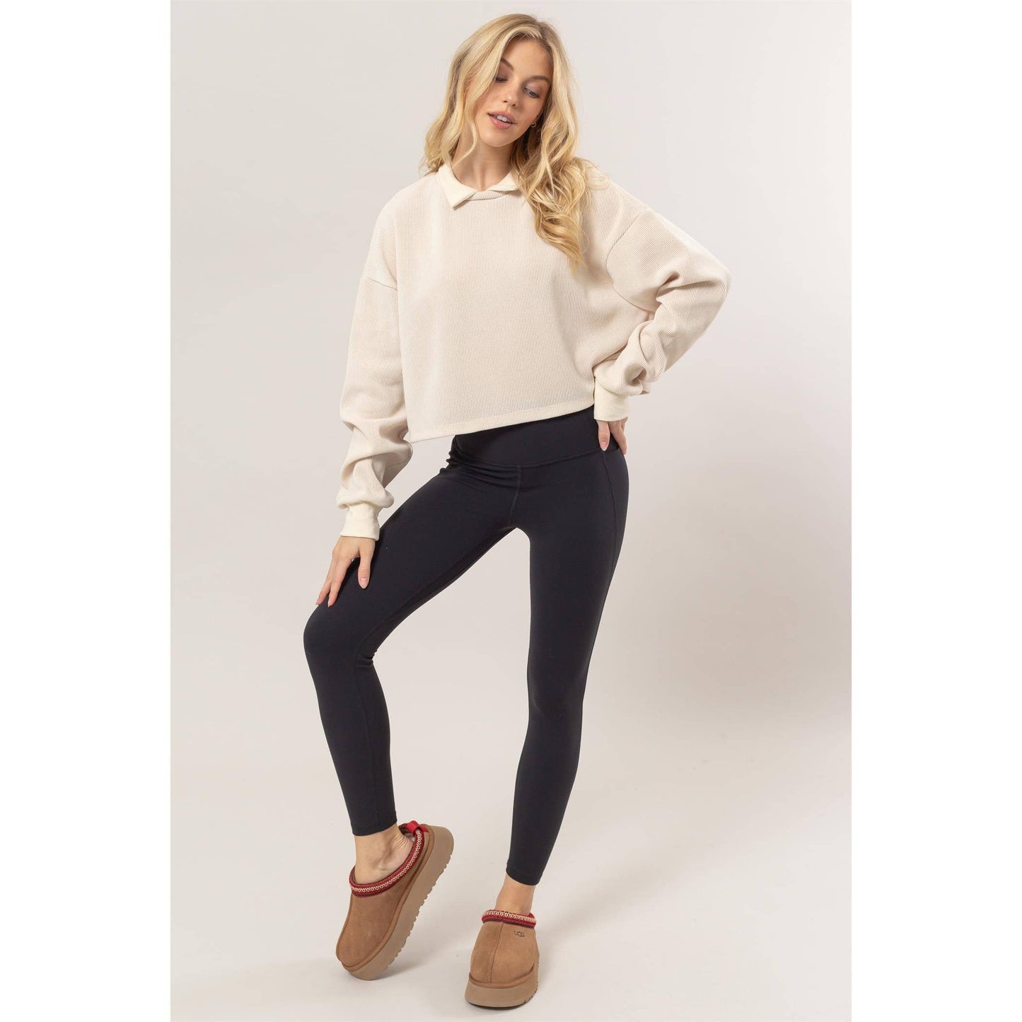 Collared Rib Knit Top