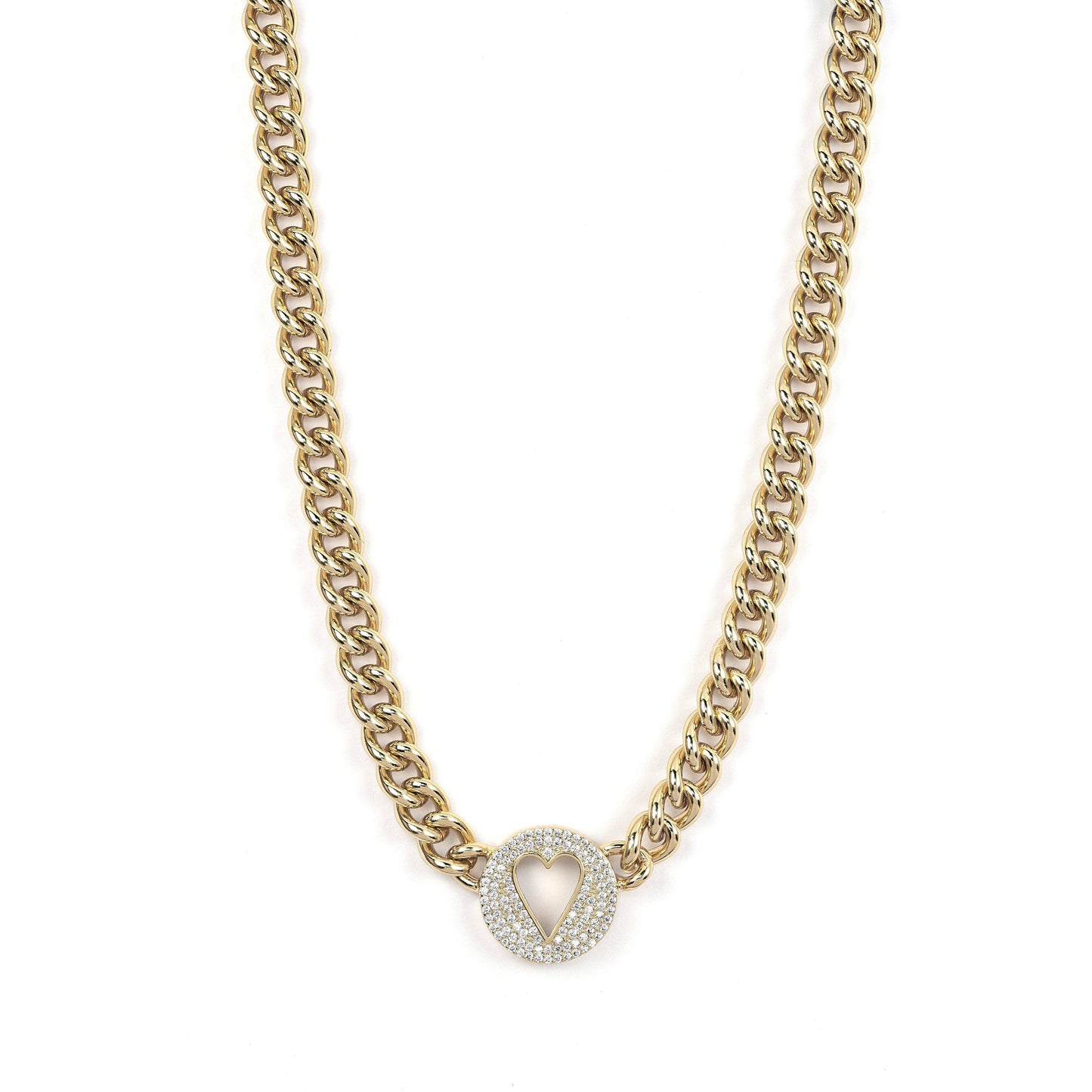 Pave Heart Chain