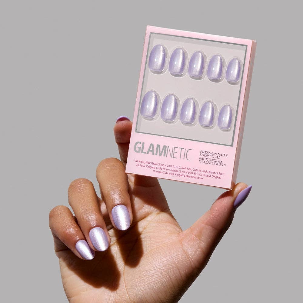 Glamnetic Mermaid's Tail Press-On Nails | Short Oval Purple Iridiscent