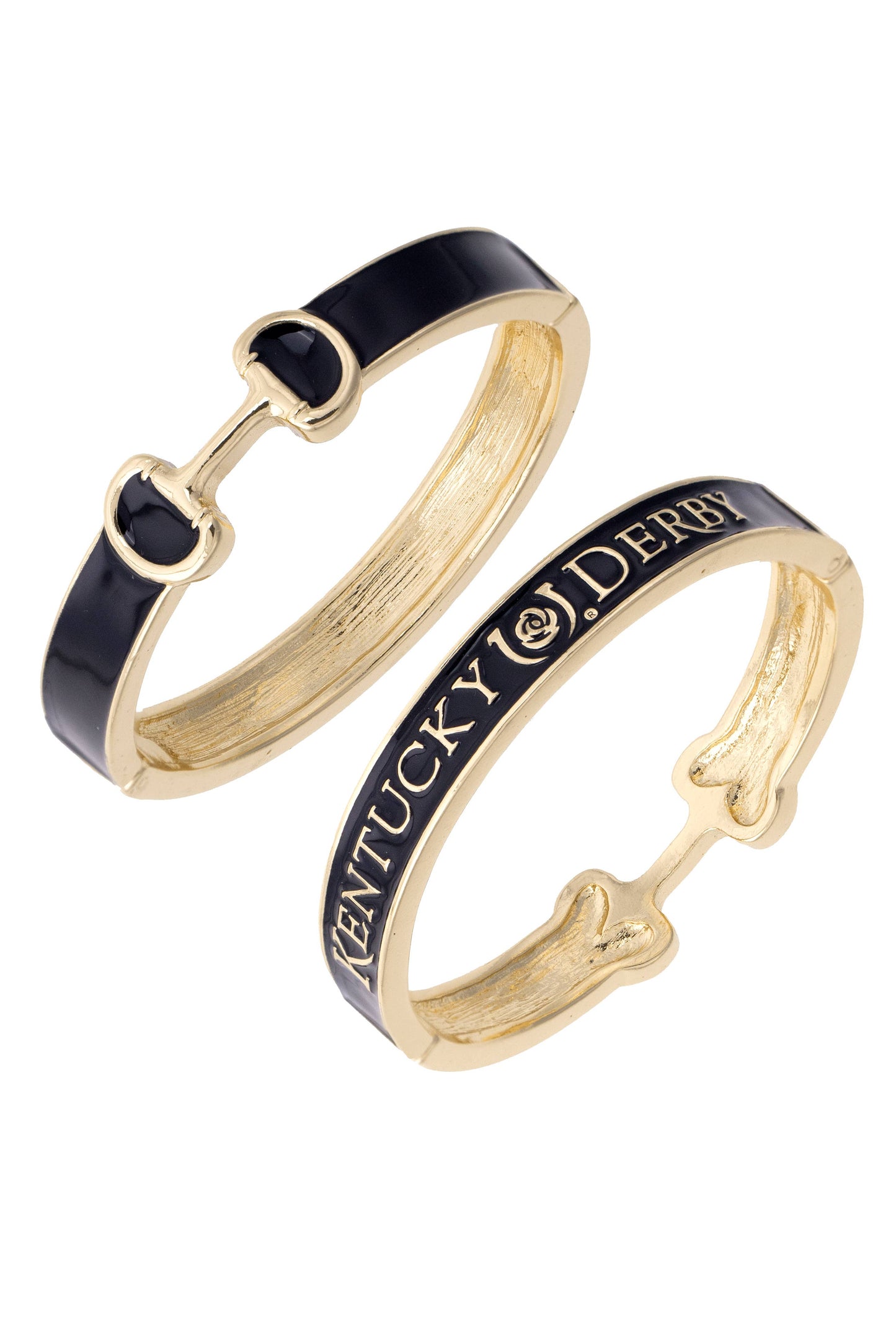Kentucky Derby Enamel Horsebit Hinge Bangle in Black