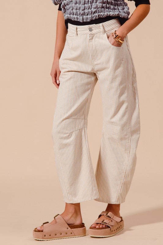 Pinstripe Barrel Trousers