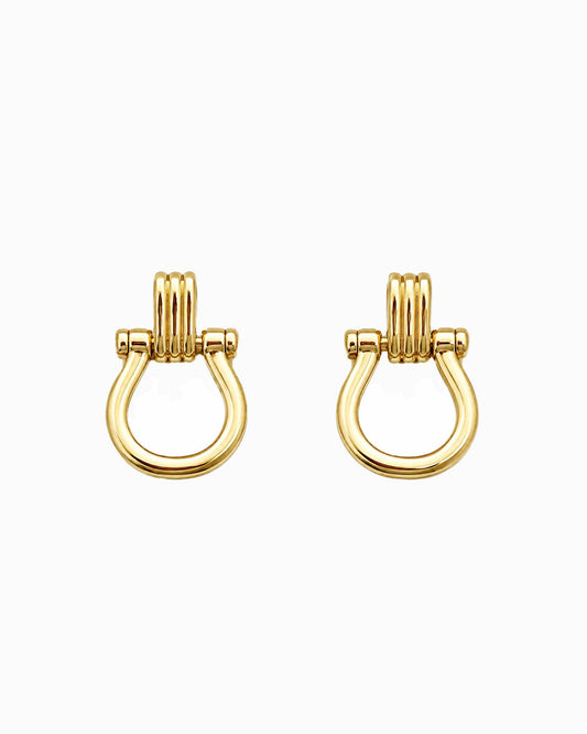Door Knocker Horsebit Link Drop Earrings