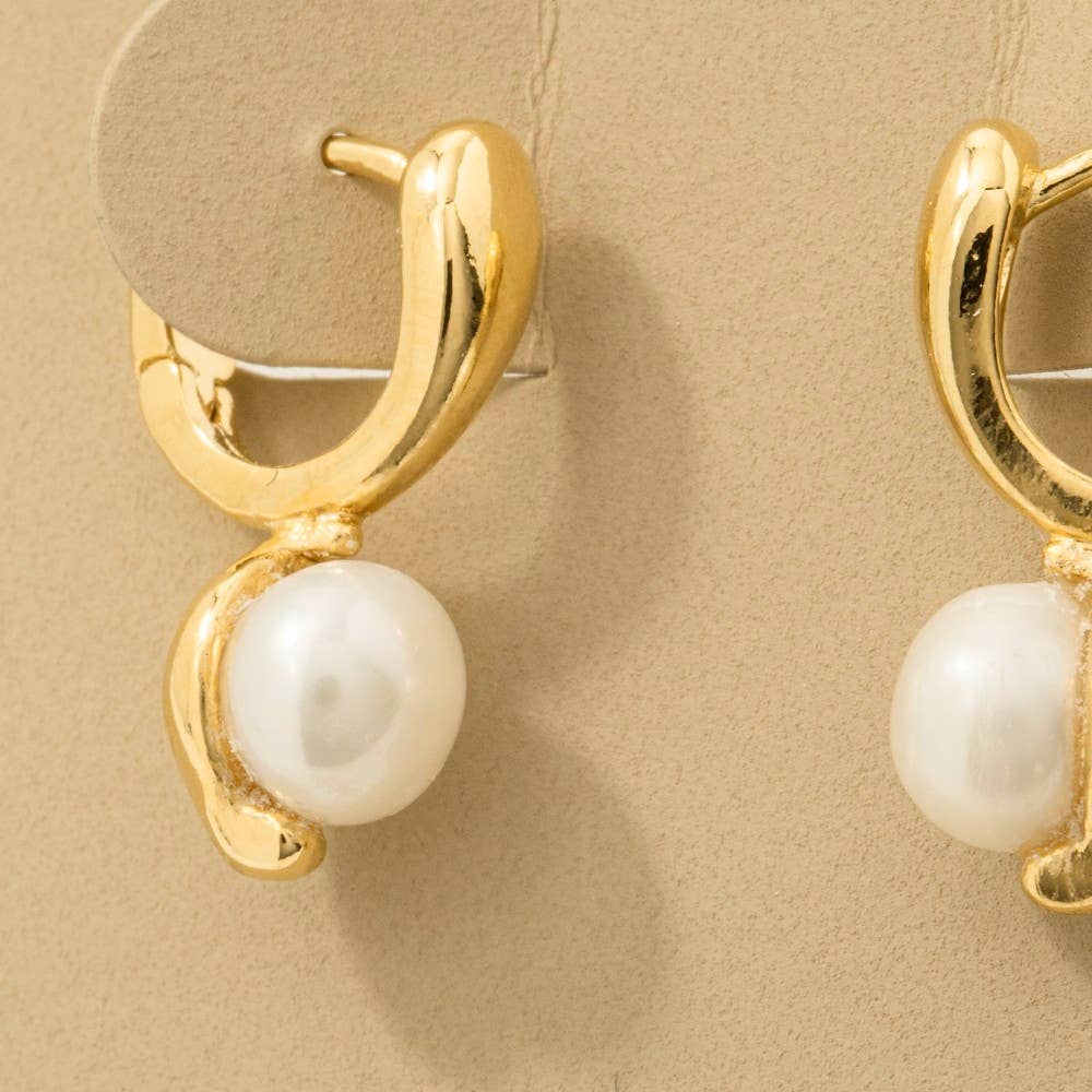 Mini Pearl Drop Huggie Earrings