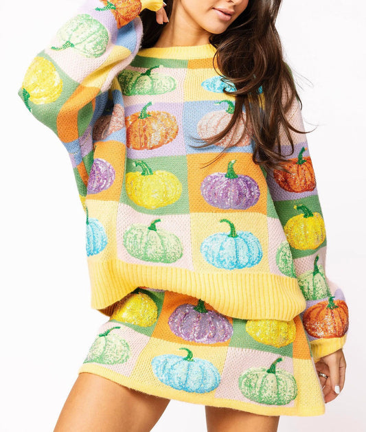 Pastel Colorblock Pumpkin Sweater
