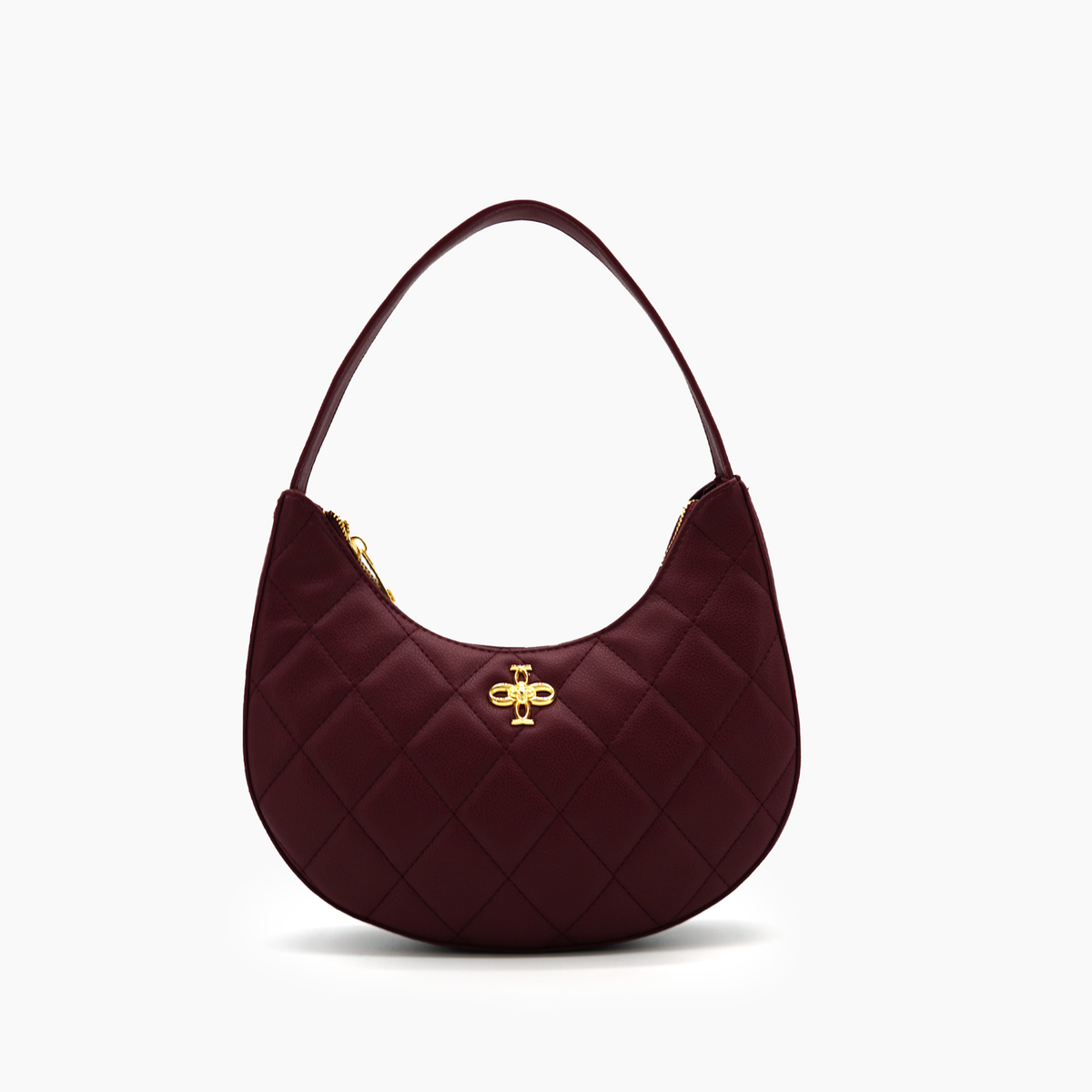 Burgundy Astra Quilted Tote Halfmoon Shoulder Purse