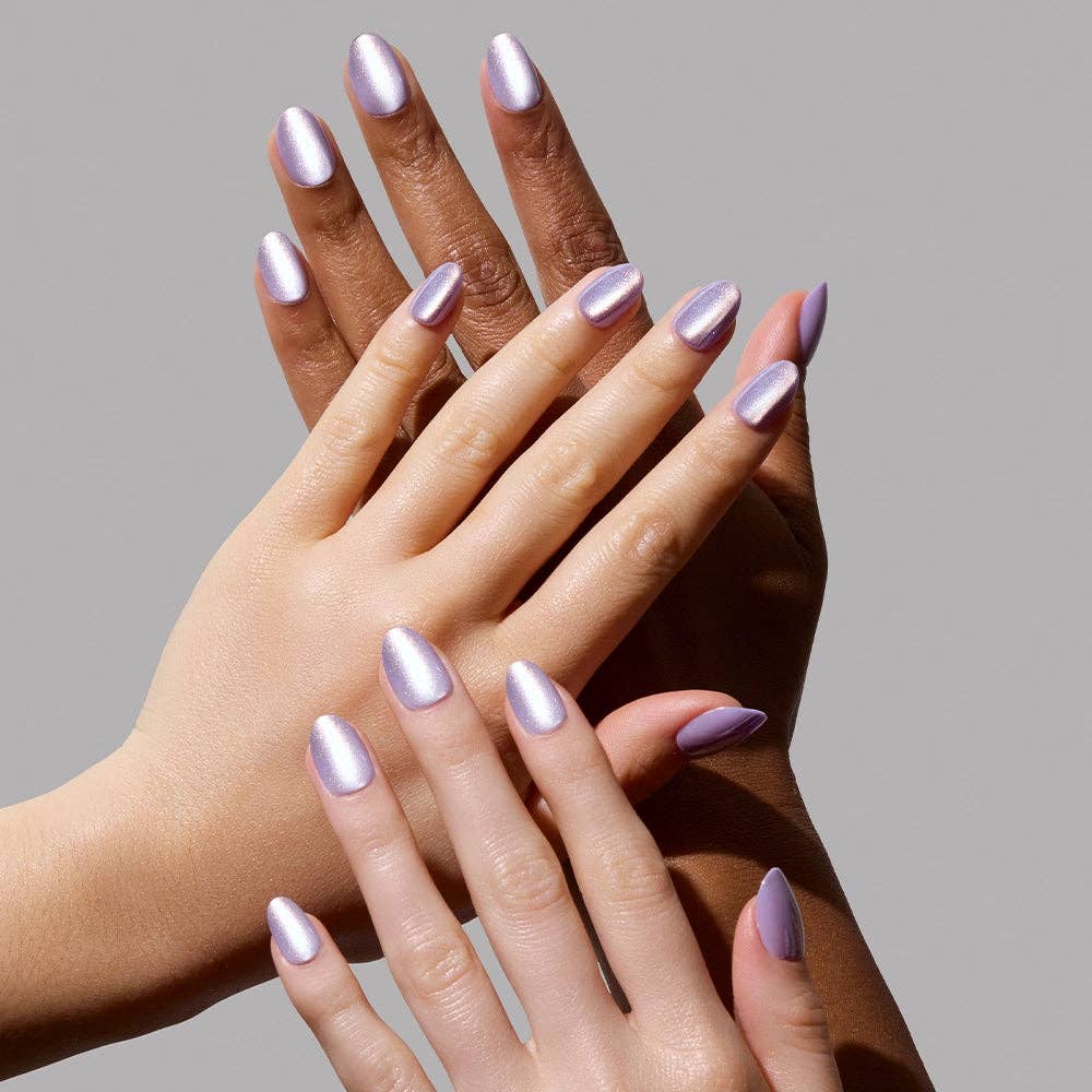 Glamnetic Mermaid's Tail Press-On Nails | Short Oval Purple Iridiscent
