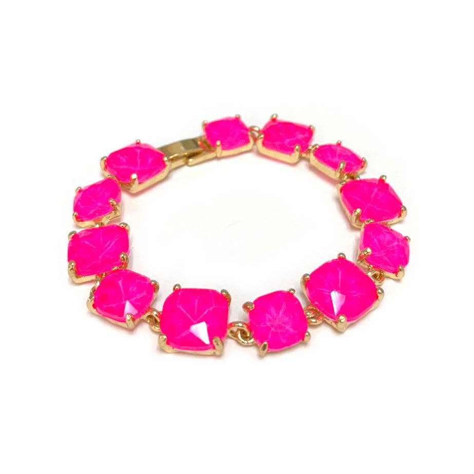 Hot Pink Glass Crystal 7.5" Bracelet