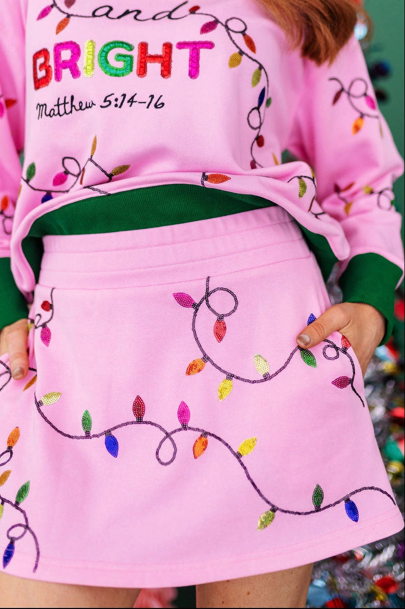 Merry & Bright Christmas Lights Skort