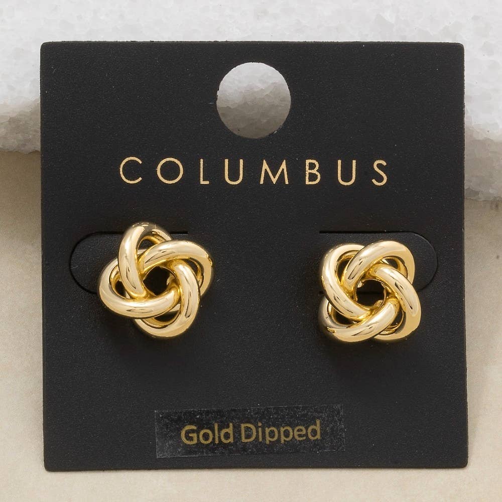 Gold Dipped Knotted Stud Earrings
