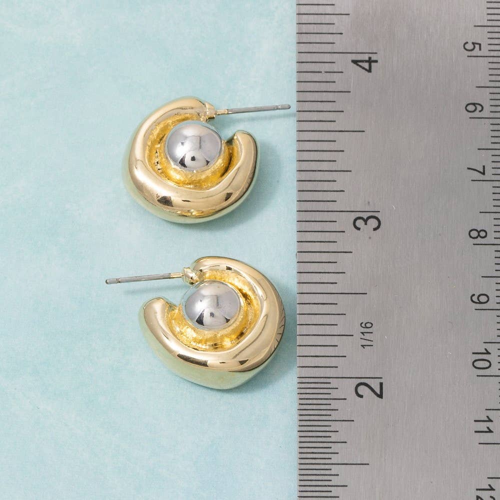 Two-Tone Chunky Hoop Earrings