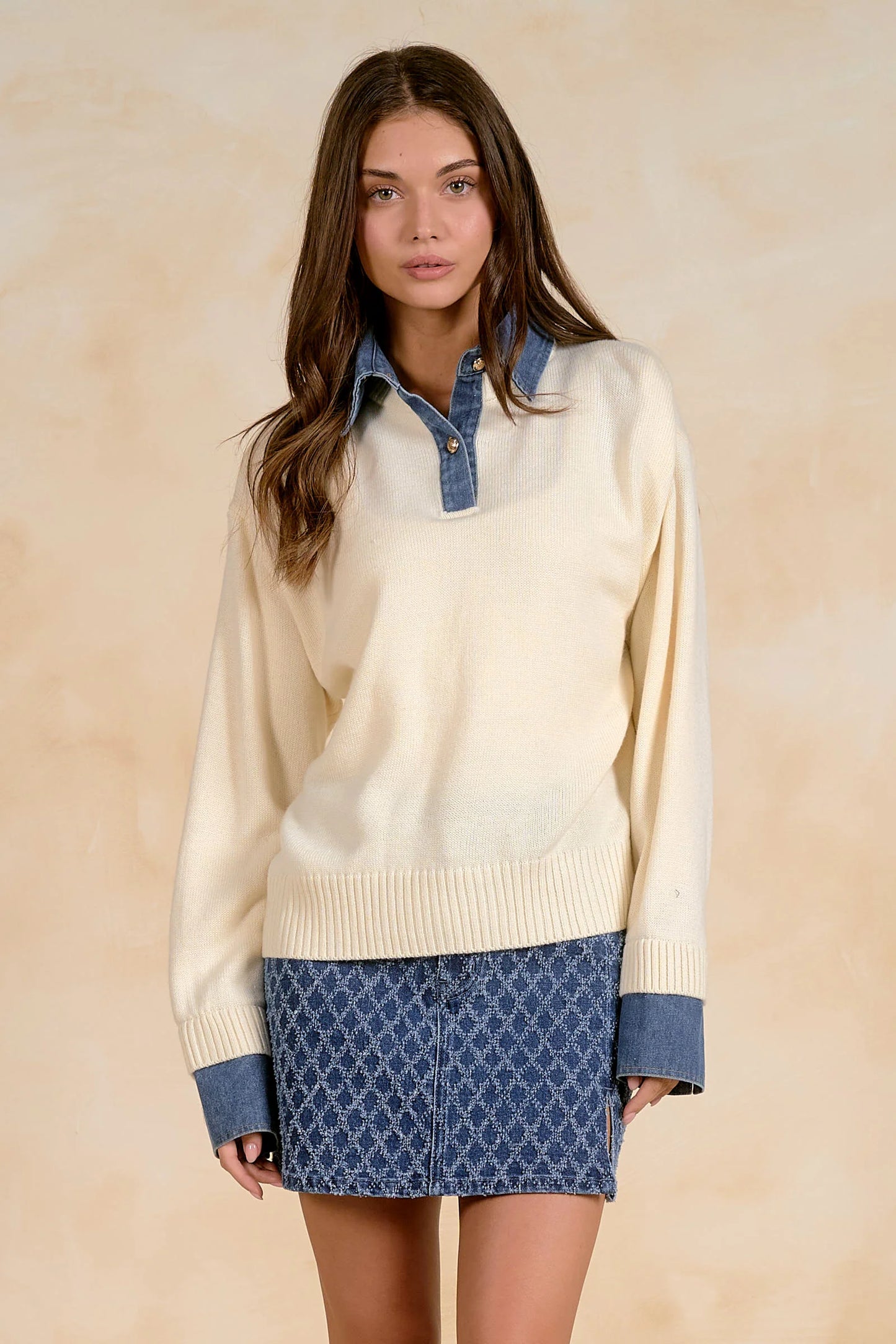 Preston Denim Collar Sweater