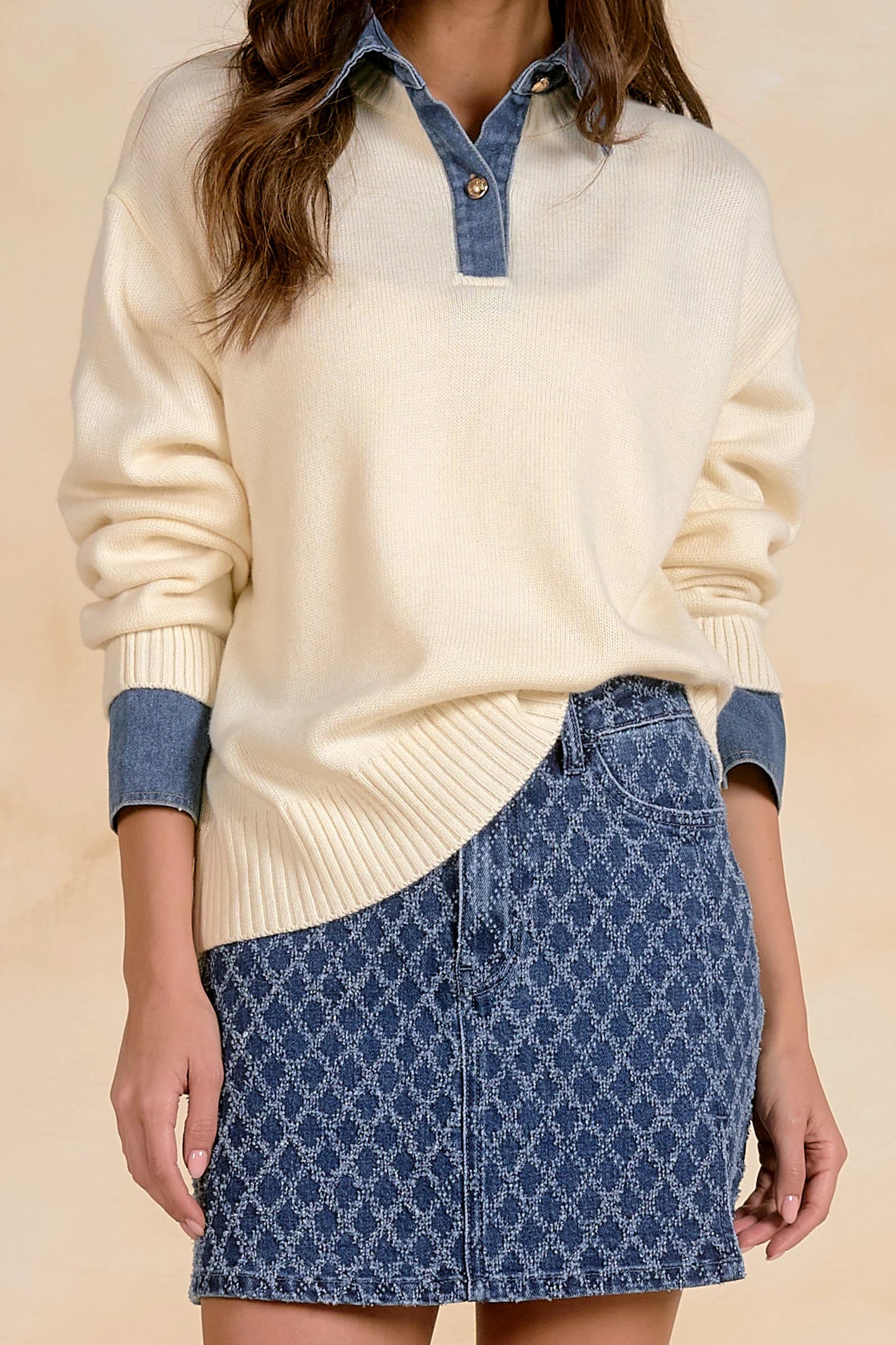 Preston Denim Collar Sweater