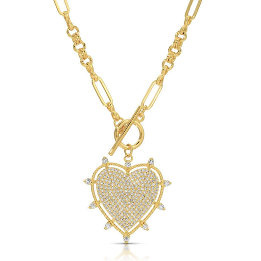 Large Pave Toggle Heart Necklace