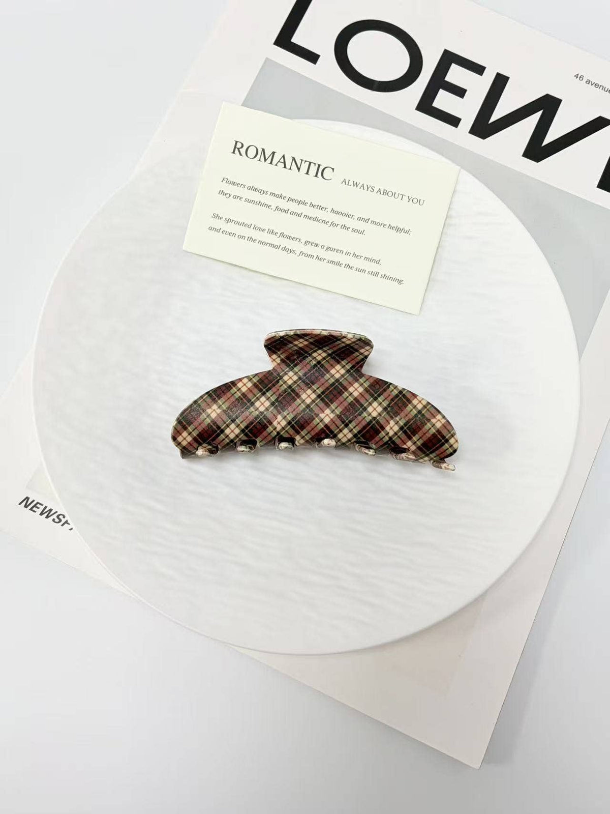 Vintage Plaid Hair Claw Clips
