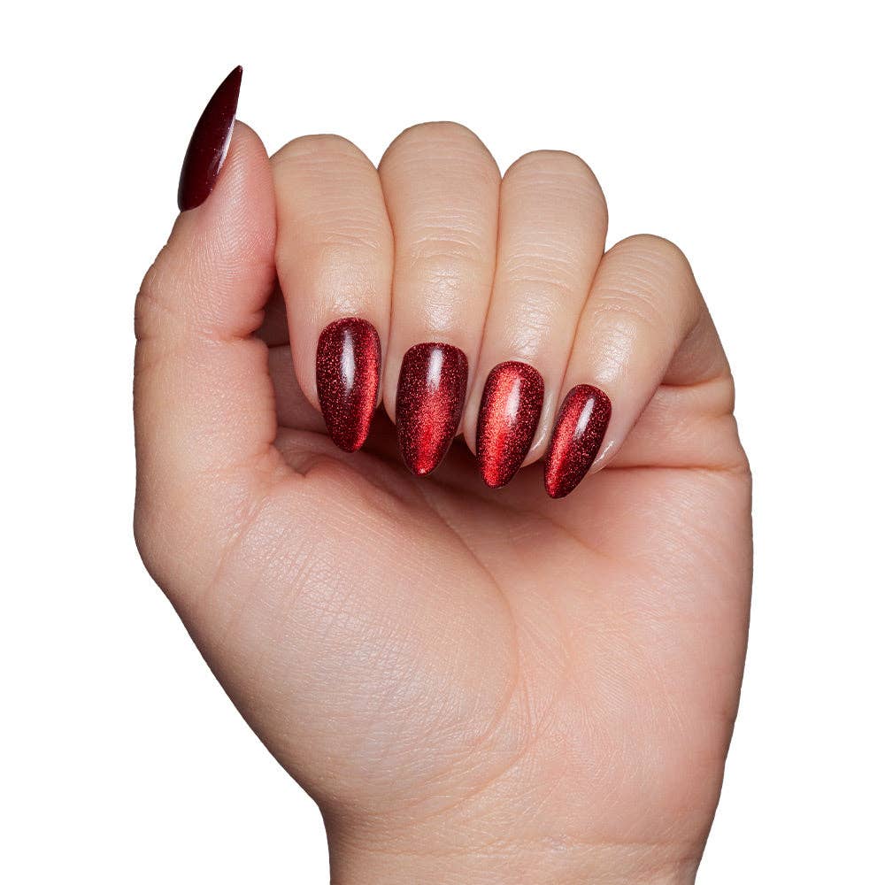Ruby Slipper Press-On Nails | Short Almond Sparkle Red