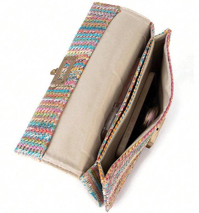 Beach Straw Clutch Purse Chain Shoulder Raffia Bag