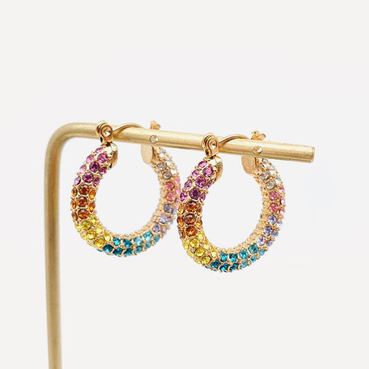 Sparkling 18K Gold Plated Stainless Steel Hoop Earrings